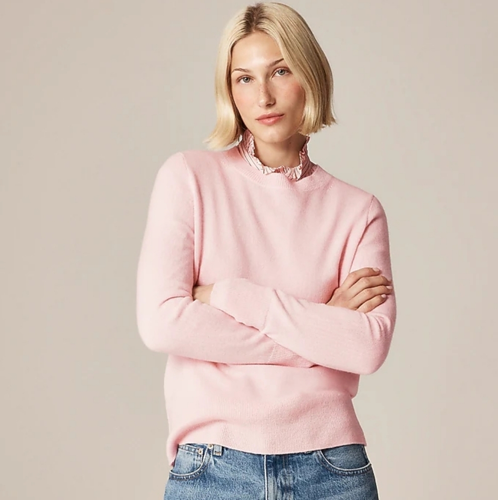 J. Crew Medium Women's 100% Cashmere Pink Sweater NWT - Picture 8 of 8